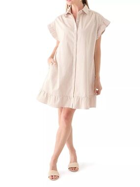 Crown and Ivy Short Sleeve Peplum Yarn Dye Dress Large